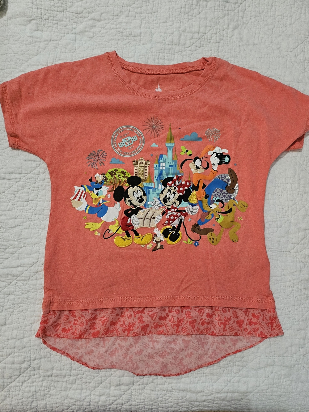 Walt Disney World Girls' Character Coral Short Sleeve Top